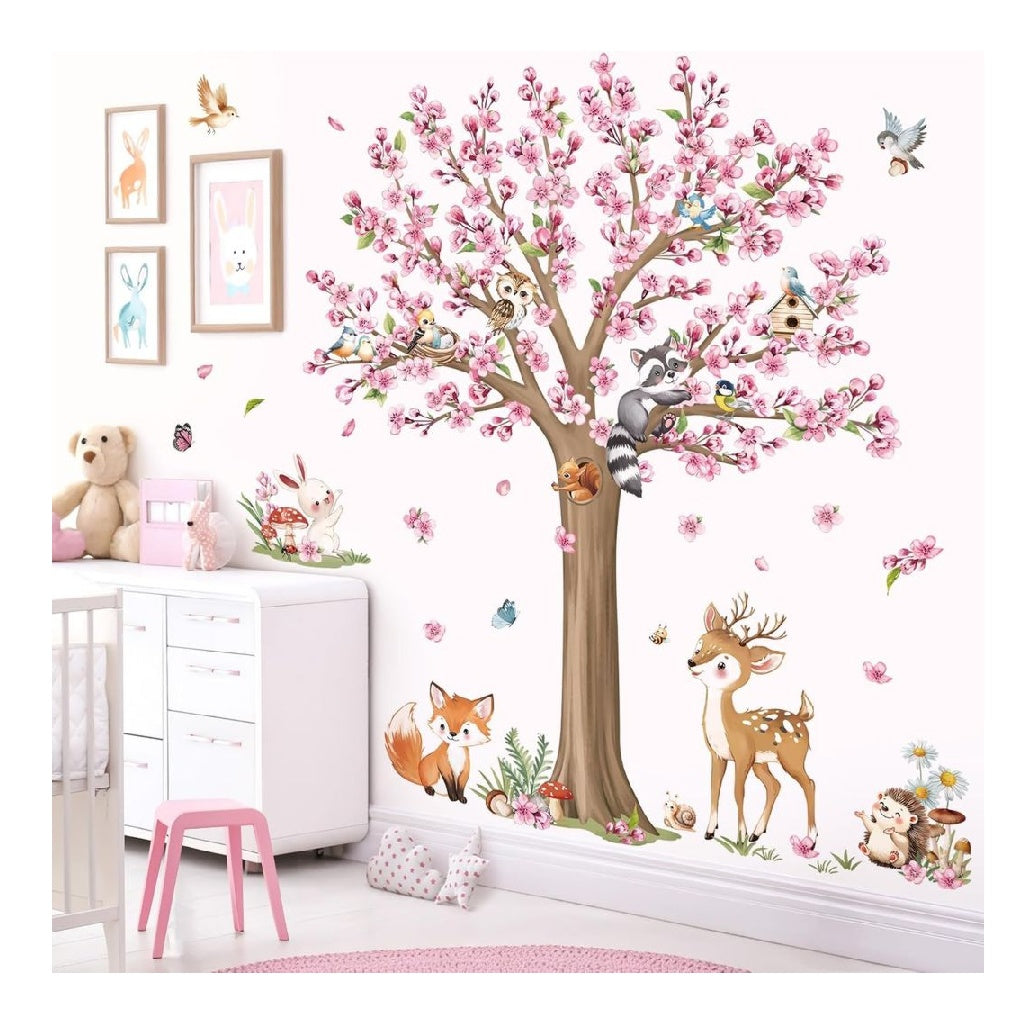 Muraux Sticker decalmile Fleur Cerisier Rose Arbre Autocollant Mural Foret