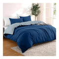 Couette de Housse 220x240 avec 2 Taies Oreiller 65x65 cm Parure de Lit 160x200 · Reversible · Bleu Foncé/Bleu Gris · Microfibre Ultra Douce · Fermeture Éclair · OEKOTEX · Légère