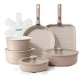 SENSARTE Batterie du Cuisine 17 Pièces Tous Feux Compatible Induction Revêtement antiadhésif dans céramique casseroles et poêles poignées amovibles empilable adaptable lavevaisselle/four