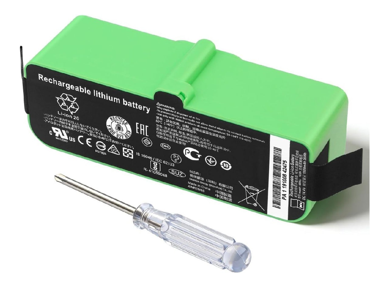 1800LI Batterie destiné à Roomba 500 580 595 600 700 800 900 610 670 680 671 675 677 685 690 691 695 696 760 761 770 780 790 860 870 871 880 890 895 960 965 966 980 Robot Vacuum Cleaners 1800mAh