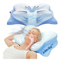 Oreiller Ergo Derila Cervical Mémoire de Forme Papillon Rafraîchissant Convient dormeurs côté dos ventre Housse amovible lavable en machine 54x36x12 cm