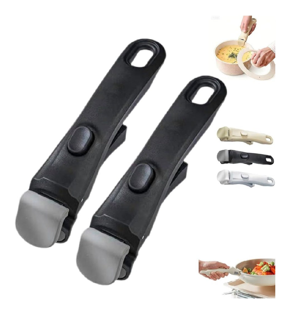 Générique de Lot 2 poignées universelles amovibles destiné à casseroles ainsi que poêles à frire résistantes à la chaleur jusqu'à 250 °C poignée ergonomique à clipser supporte jusqu'à 10 kg noir